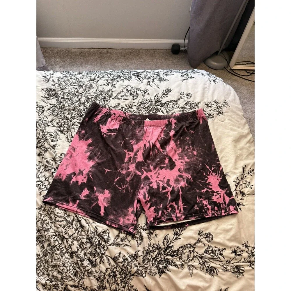 Shein curve biker Shorts Womens Size 4XL Curved Pull On Stretch PINK black